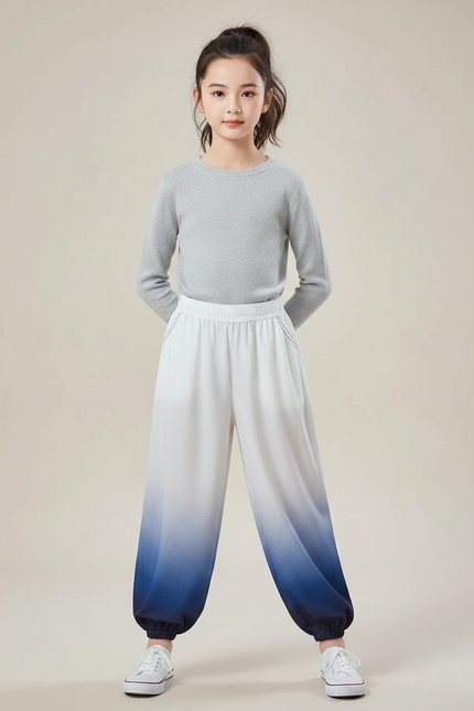 Pantalon Chinois Dégradé Fluide Ample Enfant Bicolore - Multicolore Viscose