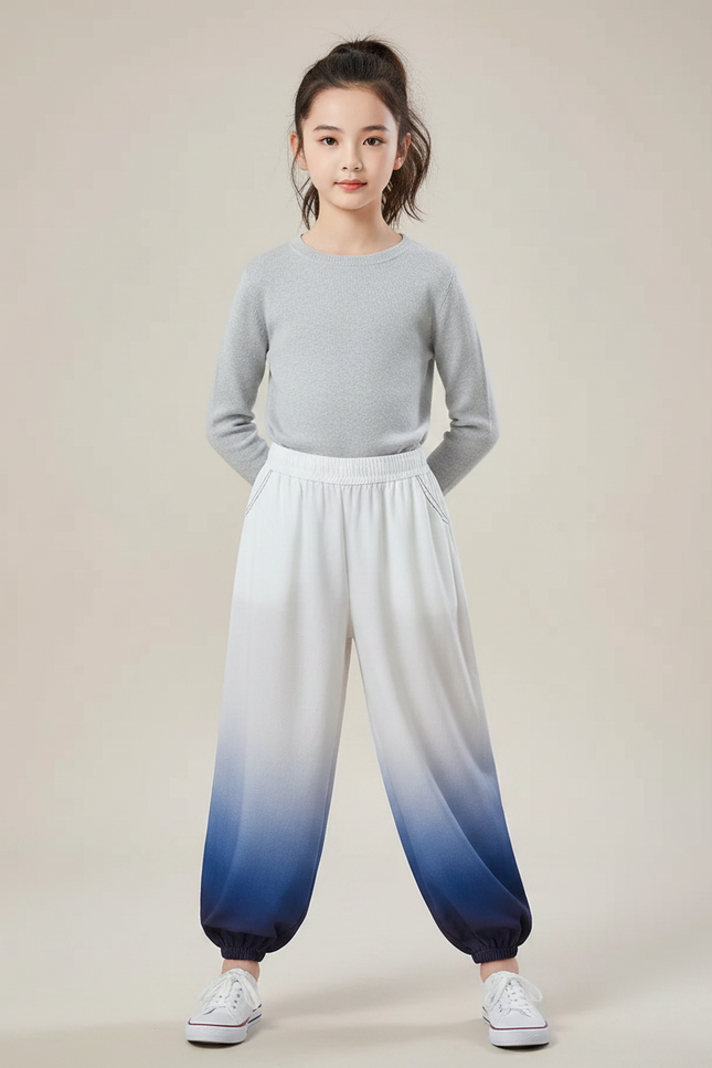Pantalon Chinois Dégradé Fluide Ample Enfant Bicolore - Multicolore Viscose