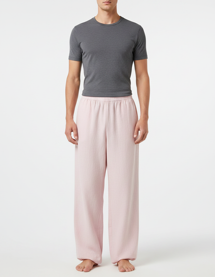 Pantalon Chinois Rose Ample Coton Décontracté Unisexe - Molleton