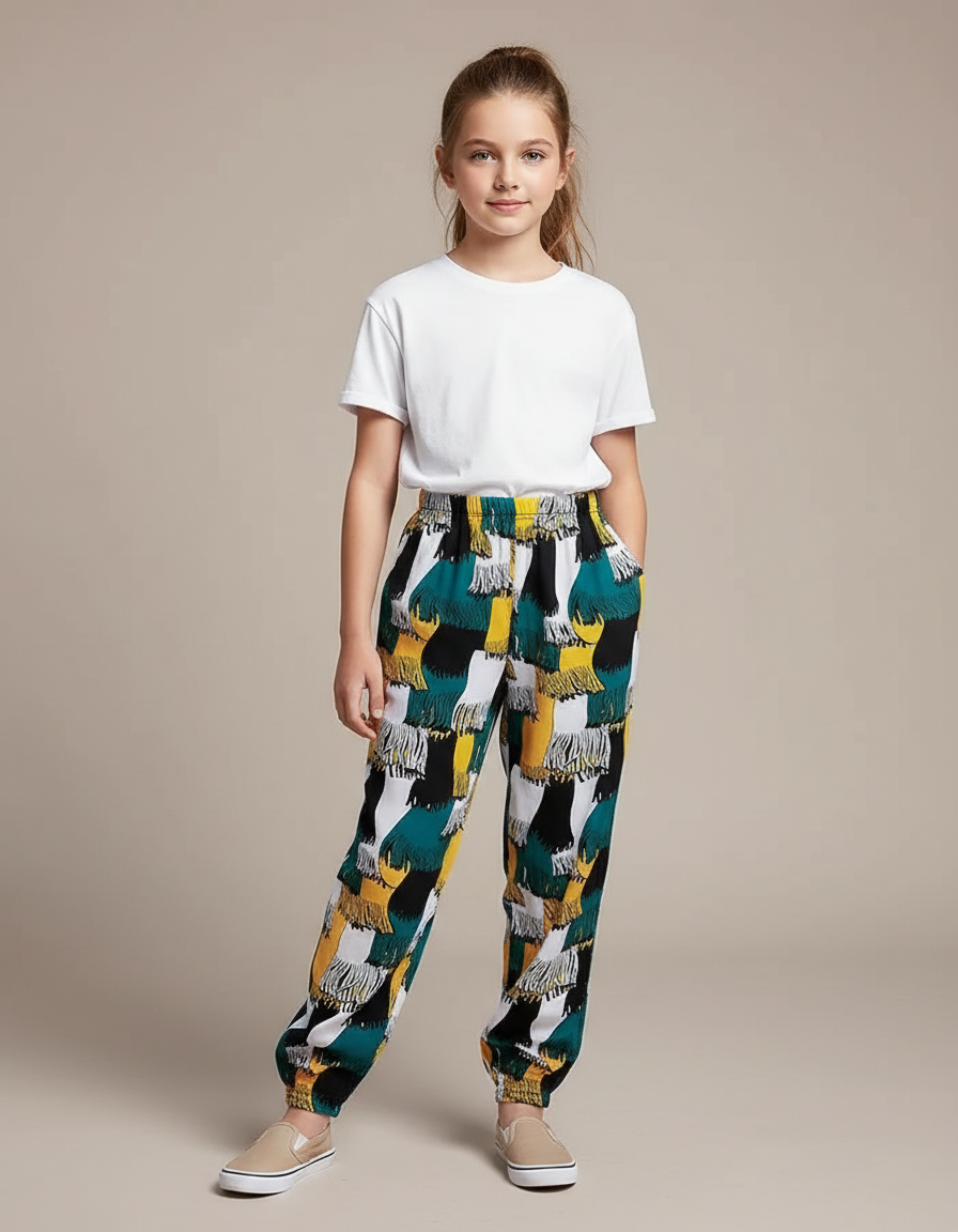 Pantalon Chinois Imprimé Fluide Ample Décontracté Fille - Viscose