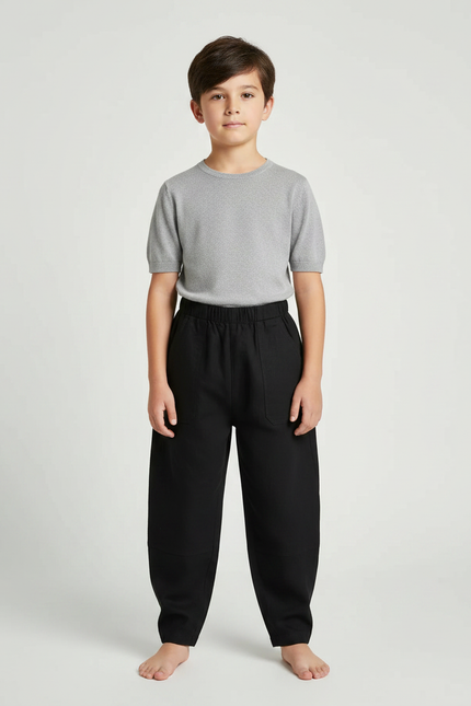 Pantalon Chinois Noir Ample Coton Enfant Confortable
