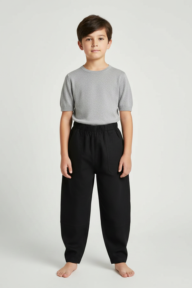 Pantalon Chinois Noir Ample Coton Enfant Confortable