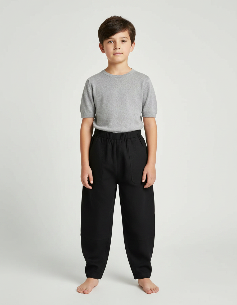 Pantalon Chinois Noir Ample Coton Enfant Confortable