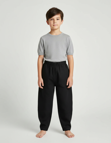 Pantalon Chinois Noir Ample Coton Enfant Confortable
