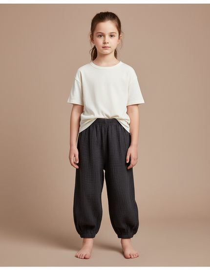 Pantalon Chinois Coton Gris Ample Texturé Enfant