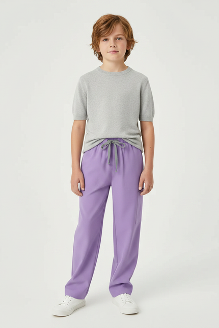 Pantalon Chinois Violet Ample Cordon Décontracté Enfant - Polyester