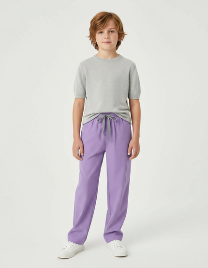 Pantalon Chinois Violet Ample Cordon Décontracté Enfant - Polyester