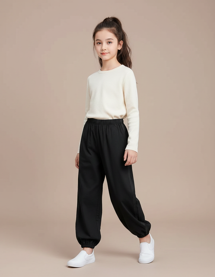 Pantalon Chinois Noir Ample Élastiqué Enfant - Toile