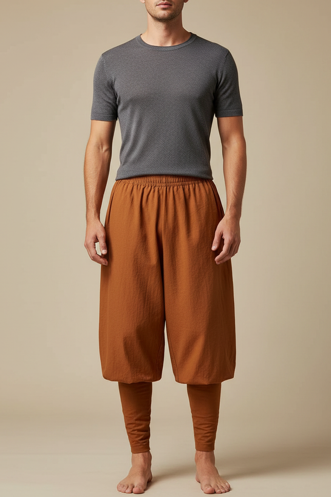 Pantalon Chinois Marron Ample Coton Homme Décontracté