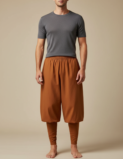 Pantalon Chinois Marron Ample Coton Homme Décontracté