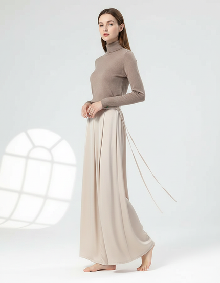 Pantalon Chinois Beige Fluide Ample Danse Femme - Satin