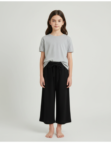 Pantalon Chinois Noir Côtelé Ample Enfant Décontracté - Cordé