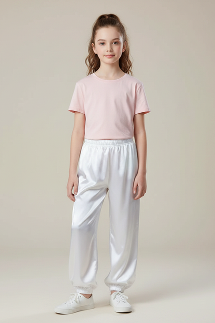 Pantalon Chinois Blanc Satiné Ample Enfant