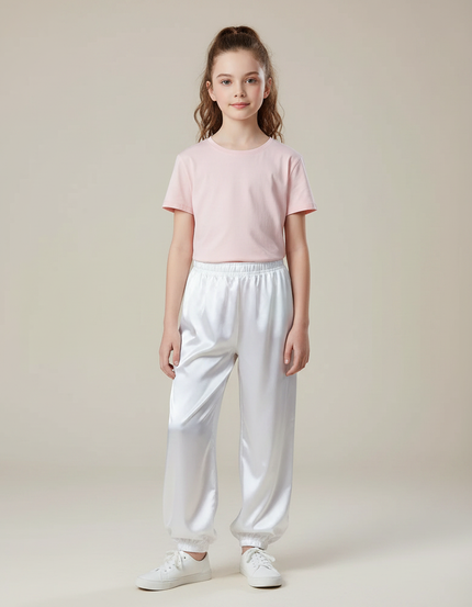 Pantalon Chinois Blanc Satiné Ample Enfant