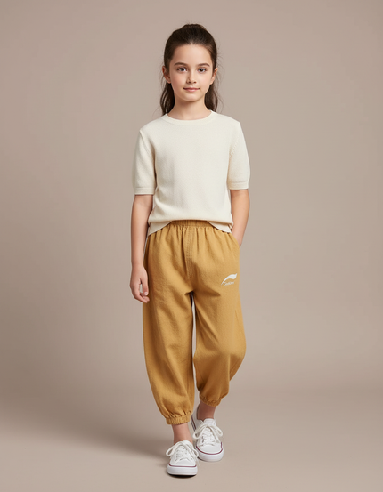 Pantalon Chinois Jaune Ample Coton Enfant Décontracté