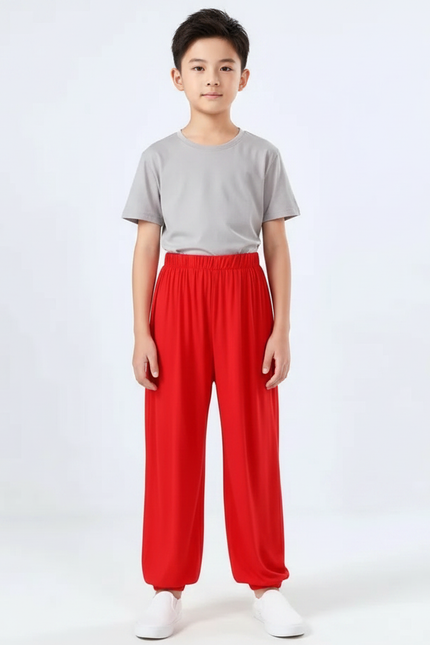 Pantalon Chinois Rouge Ample Fluide Enfant - Viscose