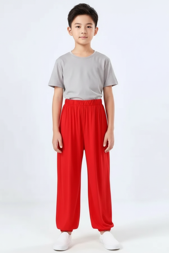 Pantalon Chinois Rouge Ample Fluide Enfant - Viscose