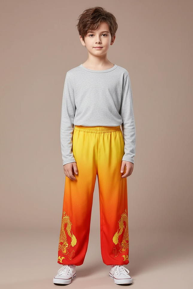 Pantalon Chinois Dégradé Dragon Ample Enfant - Multicolore Polyester
