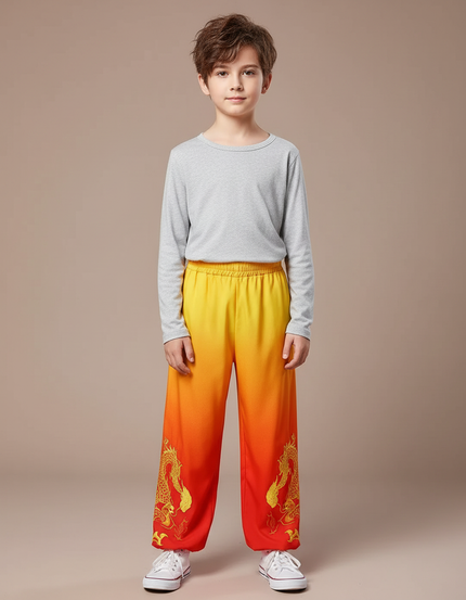 Pantalon Chinois Dégradé Dragon Ample Enfant - Multicolore Polyester