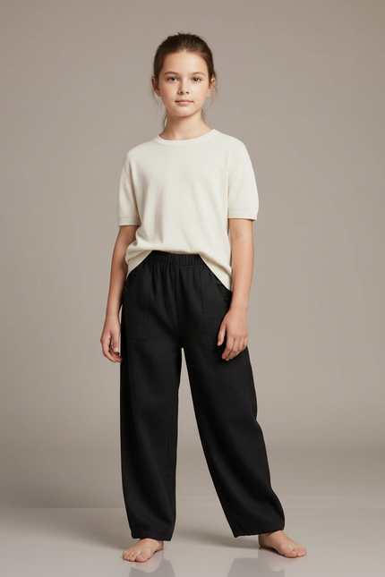 Pantalon Chinois Noir Ample Coton Fluide Casual