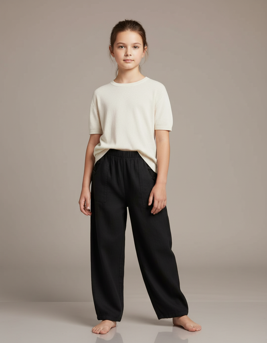 Pantalon Chinois Noir Ample Coton Fluide Casual