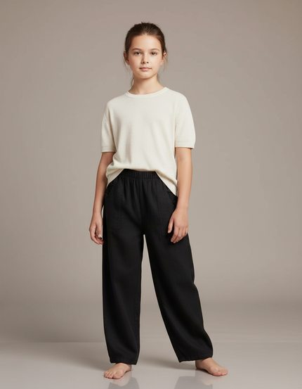 Pantalon Chinois Noir Ample Coton Fluide Casual