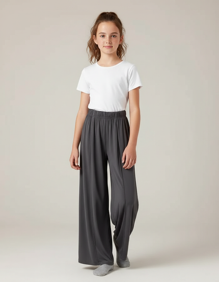 Pantalon Chinois Gris Fluide Ample Viscose Danse Fille