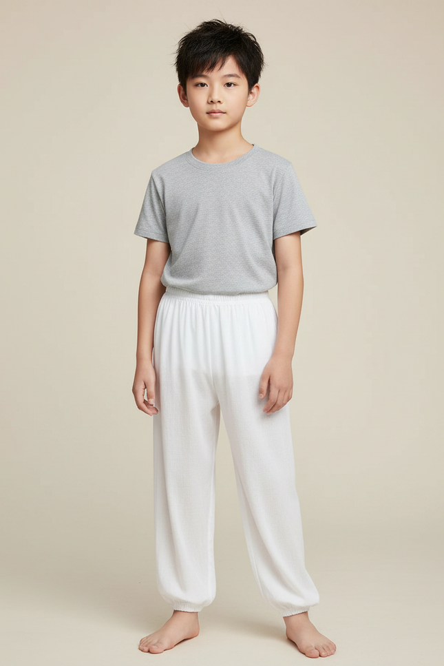 Pantalon Chinois Blanc Ample Coton Enfant