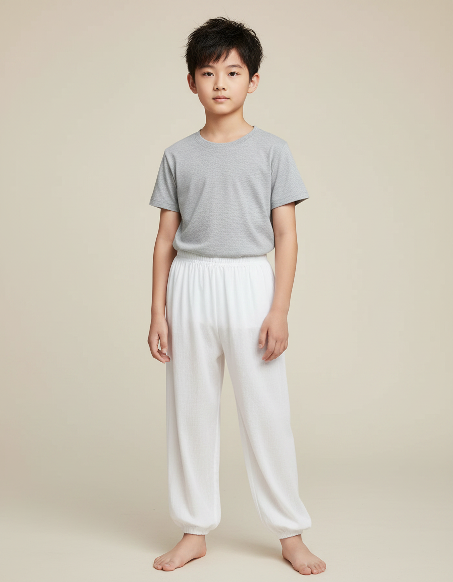 Pantalon Chinois Blanc Ample Coton Enfant