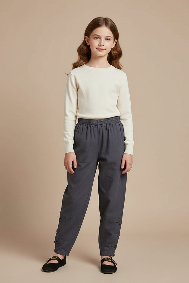 Pantalon Chinois Gris Ample Coton Enfant