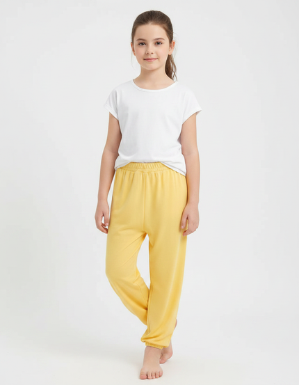 Pantalon Chinois Jaune Coton Ample Enfant Doux - Molleton