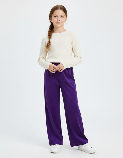 Pantalon Chinois Violet Ample Velours Élastique Enfant