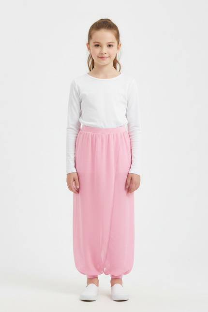 Pantalon Chinois Rose Fluide Harem Fille - Polyester