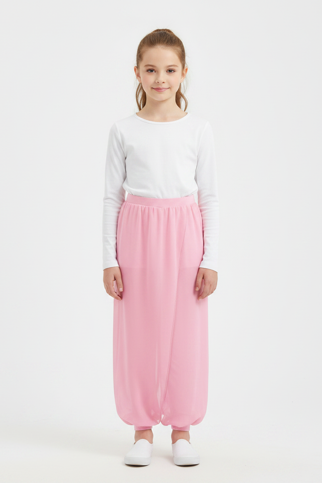 Pantalon Chinois Rose Fluide Harem Fille - Polyester