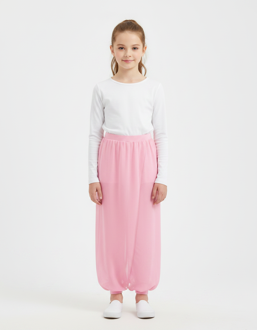 Pantalon Chinois Rose Fluide Harem Fille - Polyester