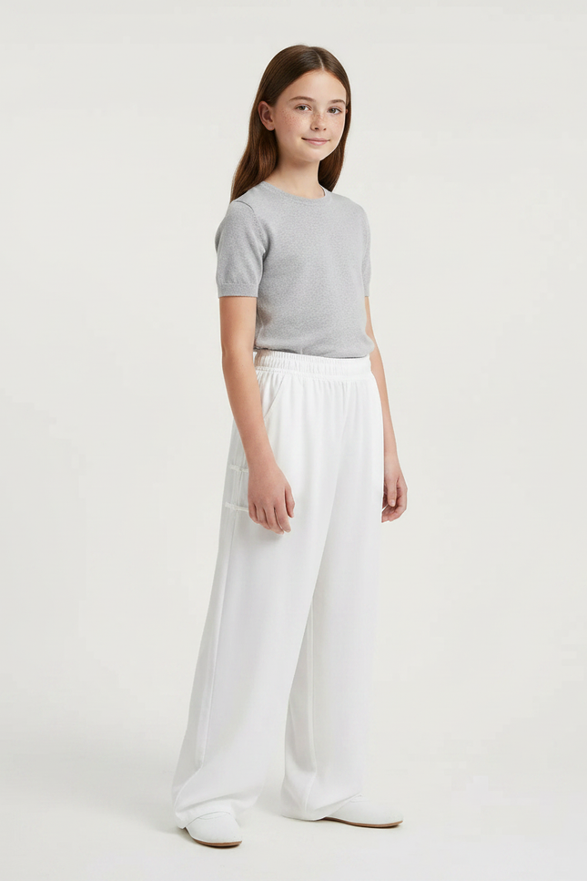 Pantalon Chinois Blanc Ample Fluide Décontracté Sport - Viscose