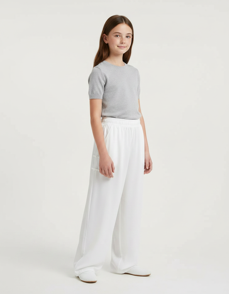 Pantalon Chinois Blanc Ample Fluide Décontracté Sport - Viscose