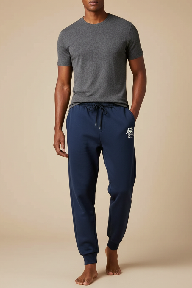 Pantalon Chinois Bleu Marine Jogging Dragon Homme - Molleton