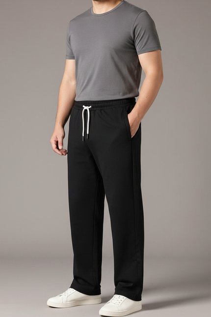 Pantalon Chinois Homme Noir Droit - Molleton