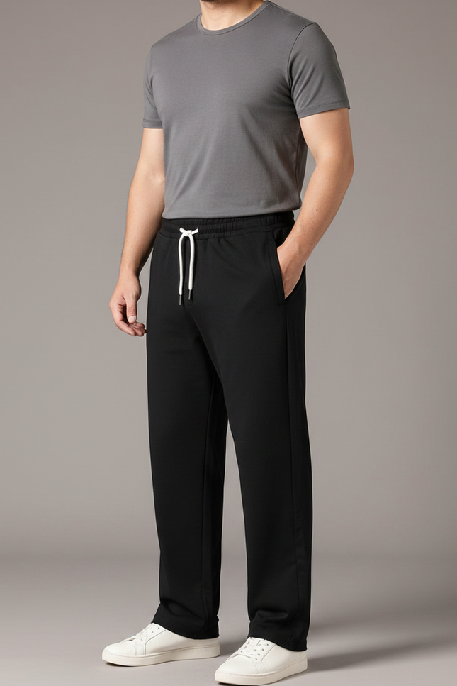 Pantalon Chinois Homme Noir Droit - Molleton