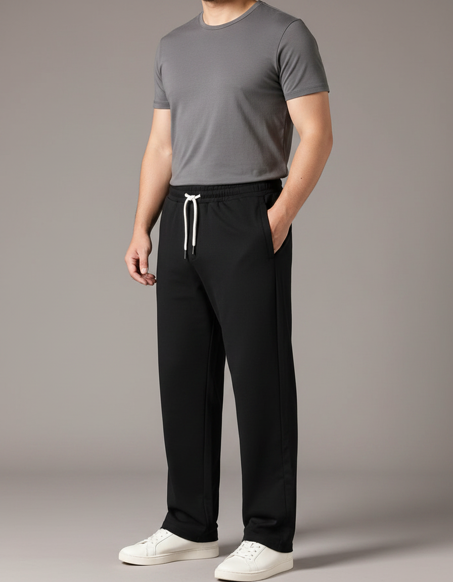 Pantalon Chinois Homme Noir Droit - Molleton