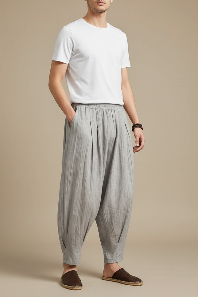 Pantalon Traditionnel Chinois Homme - Gris Lin