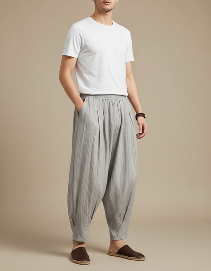 Pantalon Traditionnel Chinois Homme - Gris Lin