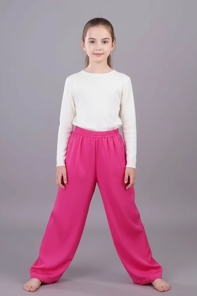 Pantalon Chinois Rose Ample Fluide Décontracté Enfant - Viscose