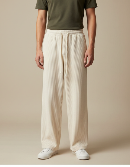 Pantalon Chinois Homme Beige Large - Cordé