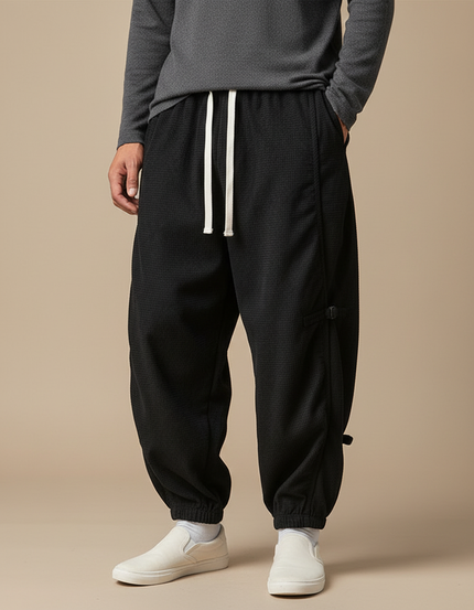 Pantalon Chinois Noir Ample Cargo Décontracté Homme - Maille