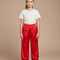 Pantalon Chinois Rouge Satiné Fluide Enfant Traditionnel