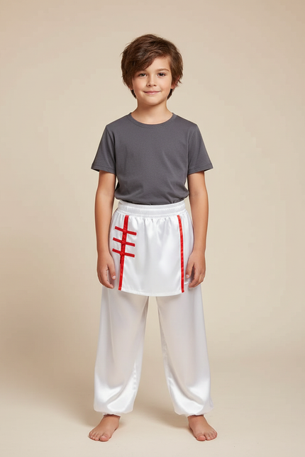 Pantalon Chinois Blanc Satiné Ample Décontracté Enfant