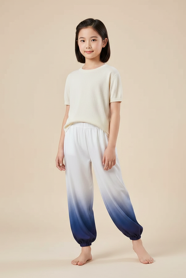 Pantalon Chinois Dégradé Bleu Ample Fluide Enfant - Viscose