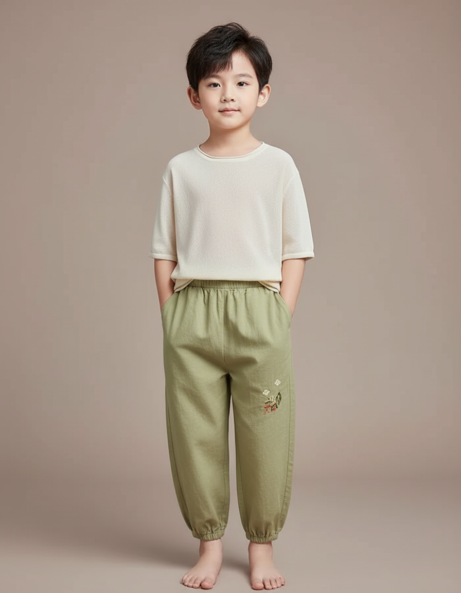 Pantalon Chinois Garçon Sarouel Coton - Vert